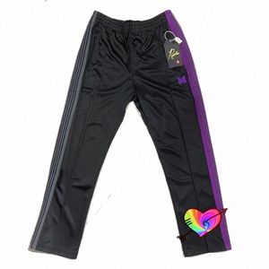 2021 Aiguilles Pantalons de survêtement Hommes Femmes Violet Papillon Aiguilles de broderie Pantalon à rayures latérales Patchwork Pantalon de piste AWGE Joggers b7Ji #