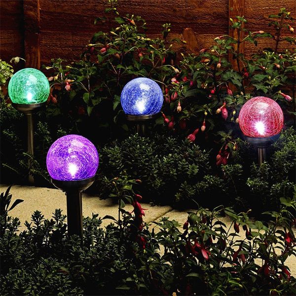 2021 nouveau 1/2/3/5 pièces à énergie solaire craquelé boule de verre lumière LED lampe pour jardin cour chemin Ni-MH batterie 1374 T2