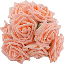 2021 NIEUWE 10 Stuks / Pack 8 cm Home Decoratieve bloemen 10 kleuren PE-schuim Kunstmatige rozenbloemen voor bruiloft Valentijnsdag decoratie