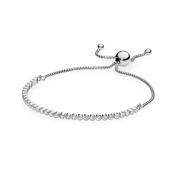 2021 NOUVEAU 100% 925 Sterling Silver 590524CZ Bracelet classique Clear CZ Charm Bead Fit DIY Original Fashion Bracelets Factory Free Wholesale Jewelry Gift