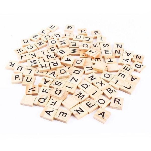 2021 nouveau 100 pièces/ensemble en bois Alphabet Scrabble tuiles lettres noires chiffres pour artisanat bois