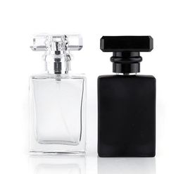 2021 Nouveau 30ml Verre Parfum Spray Bouteilles Atomiseur portable Vide rechargeable Clear Black Voyage Cosmétique Conteneur Parfum Bouteilles vides
