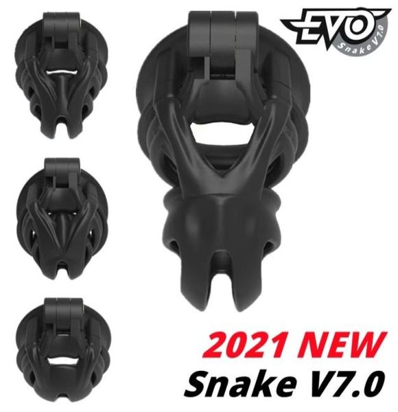 2021 nuevo 3D Cobra Cock Cage, dispositivo masculino mamba con 4 anillos de pene, manga del pene, cinturón, bdsm sexo juguetes para el hombre gay6905253
