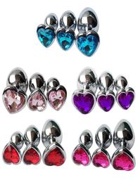 2021 NOUVEAU 3PCS Perles anales Crystal Jewelry Heart Butt Stimulator Sext Toys Dildo en acier inoxydable Plug X04018441162