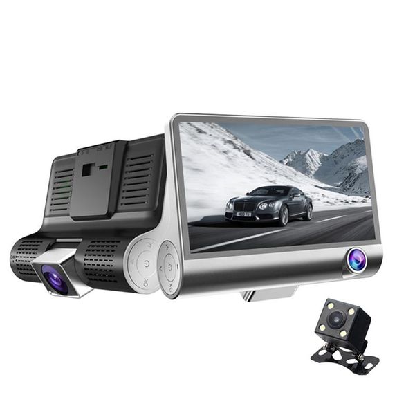 2021 nouveau 4.0 pouces Full HD 1080P voiture DVR double lentille caméra Vision nocturne rétroviseur registraire 3 caméras voiture enregistreur vidéo Dashcam Camcordr