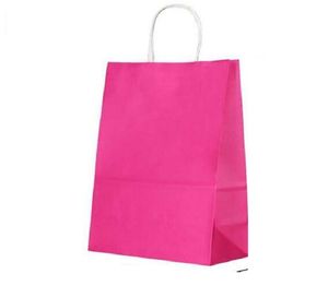 2021 NIEUWE 50 STKS DIY Multifunctionele Zachte Kleur Papierzak met Handgrepen / 21x15x8cm / Festival Gift Bag / Hoogwaardige Winkelen Bags Kraft