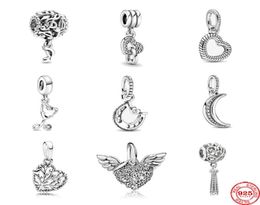 2021 NIEUW 925 Sterling Silver Good Luck Horseshoe Angel Wing Moon Tree Dange Beads Fit Original Charmelet9233575