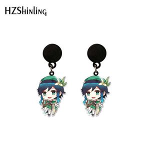 2021 Nieuwe Collectie Cartoon Anime Game Genshin Impact Dangle Drop Oorbellen Hars Epoxy Acryl Oor Sieraden Y0901