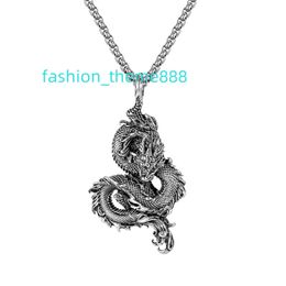 Collier en acier inoxydable, Design à la mode, avec pendentif dragon de couleur acier, pour hommes et garçons, nouvelle collection 2021