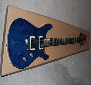 2021 Nieuwe collectie Hot Groothandel uit één stuk Set Neck Birds Inlay Fingerboard Artist Series Blue Electric Gitaar