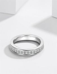 2021 neue Ankunft Einfache Mode Schmuck Echt 100 925 Sterling Silber Voller Prinzessin Cut Weiß Topas CZ Diamant Frauen Hochzeit band R9701471