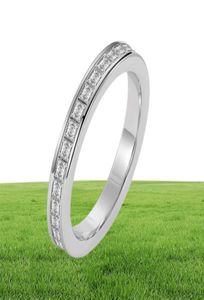 2021 Nieuwe aankomst Simple Fashion Sieraden Real 100 925 Sterling Siver volledige prinses Cut White Topaz CZ Diamond Women Wedding Band R9318497