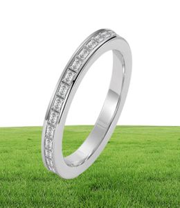2021 Nieuwe aankomst Simple Fashion Jewellery Real 100 925 Sterling Siver volledige prinses Cut White Topaz CZ Diamond Women Wedding Band R3847194