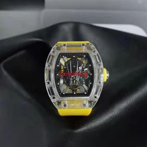 2021 NOUVELLE Arriv￩e Watch for Men Sports Wristwatch Dial Transparent Quartz Watchs Silicone Strap 13295S