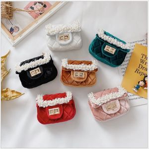 2021 Nouveautés Arrivées Bébé Filles Flanelette Perle Sacs Enfants Princesse Sacs Enfants Sacs à bandoulière Girl Crossbody Sac Pourses