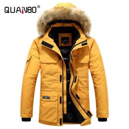 2021 Nieuwe aankomsten Winter Heren Mode Hooded Down Jacket met Bont Windbreaker Houd Warm Thicken Coat Merk Parker Y1103