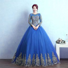 2021 Nieuwe Aangekomen Real Photo Red Blue Fuchsia Quinceanera Jurken Baljurk met Appliques Sweet 16 Dress voor 15 jaar Pageant Town