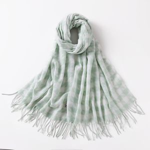 2021 nouveau automne et hiver épais Plaid Long gland Imitation cachemire écharpe cou couleur correspondant châle 200*45 cm