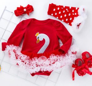 2021 nouveau bébé fille vêtements 4 pièces enfant en bas âge bébé vêtements nouveau-né Costumes filles barboteuse tenues ensemble mes premiers vêtements de noël