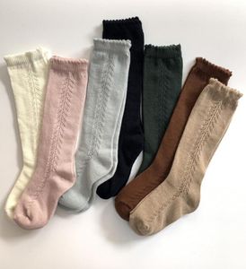 2021 NOUVELLES chaussettes bébé genou High Long Long Cotton Linn chaussette creux de filles creux de printemps d'été