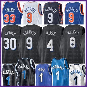 2021 Nouveau maillot de basket 1 RJ Barrett Julius Randle Derrick Rose Kemba Walker Patrick Ewing Hommes 9 30 4 8 33 Penny Hardaway Tracy McGrady Jonathan Isaac Noir