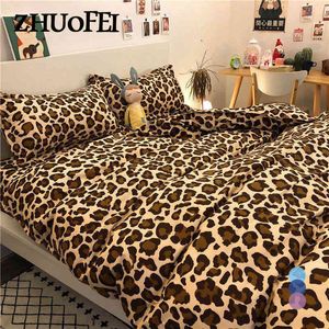 2021 Nieuwe beddengoedsets Leopard dekbedoverkuipkussencase 3/4 PCS Twin Queen King Size bed kleding voor home textiel