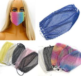 2023new Bling Bling Diamant Gezichtsmasker Mode Trend Nachtclub Bar Strass Maskers Wasbare Herbruikbare Visnet Gezichtsmasker Dhl