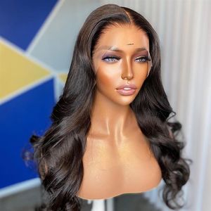 Perruque Lace Frontal Wig Body Wave brésilienne naturelle, cheveux longs, pre-plucked, avec Baby Hair, 13x4, 274g, nouvelle collection 2021, pour femmes noires