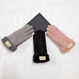 Gants de Style fausse fourrure pour femmes, nouveau Design de marque, gants chauds d'hiver en cuir artificiel à cinq doigts pour l'extérieur, 2021k, 31231k