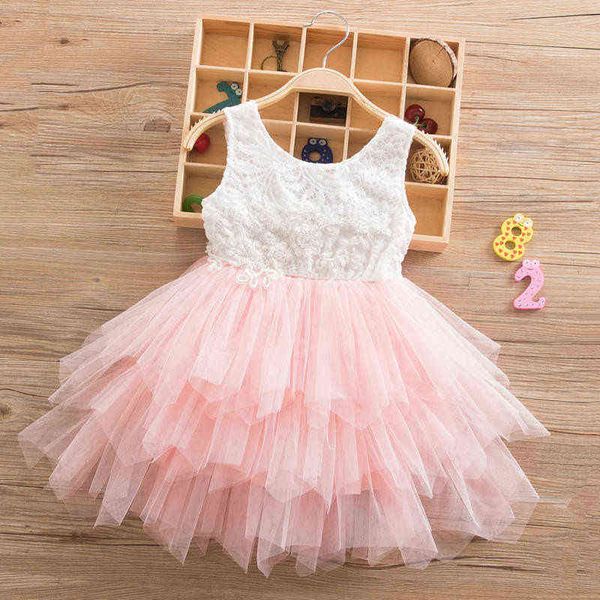 2021 Nouvelle marque Robes d'été pour les filles dos nu moelleux gâteau Smash robe élégante princesse robe de soirée fille costume d'anniversaire 2 6Y G220518