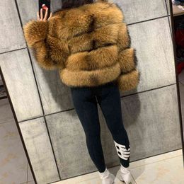 2021 nouveau Casaco Feminino hiver fausse fourrure de raton laveur moelleux Faux marron épais chaud vêtements d'extérieur pardessus J220719