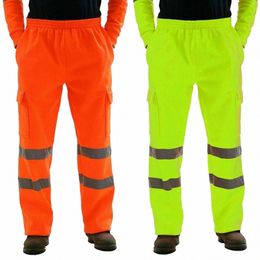 2021 Nouveau Casual Sanitati Worker Hommes Bandes réfléchissantes Pantalon Pantalon de jogging en polaire 00mc #