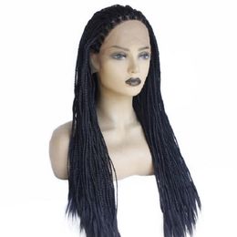 2021 nueva peluca de encaje frontal de fibra química moda europea y americana temperamento damas tendencia peluca trenzada negra y cubierta de cabeza delgada