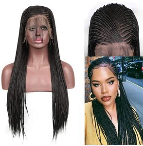 2021 nueva peluca de encaje frontal de fibra química peluca de temperamento de moda europea y americana pelucas trenzadas de tres hilos africanos rizados largos