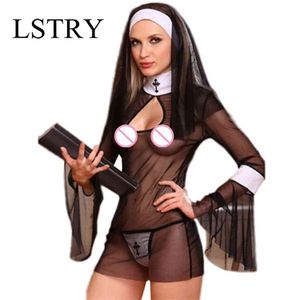 Costume de nonne Cosplay pour femmes, uniforme Transparent, Lingerie Sexy, Costumes d'halloween exotiques, robe, vêtements, nouvelle collection 2021