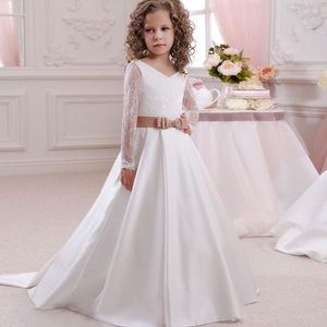 2021 Nuevos vestidos lindos de niña de las flores Vestidos de desfile con apliques de abalorios de tul para niñas Vestidos de primera comunión Vestidos de fiesta para niños pequeños