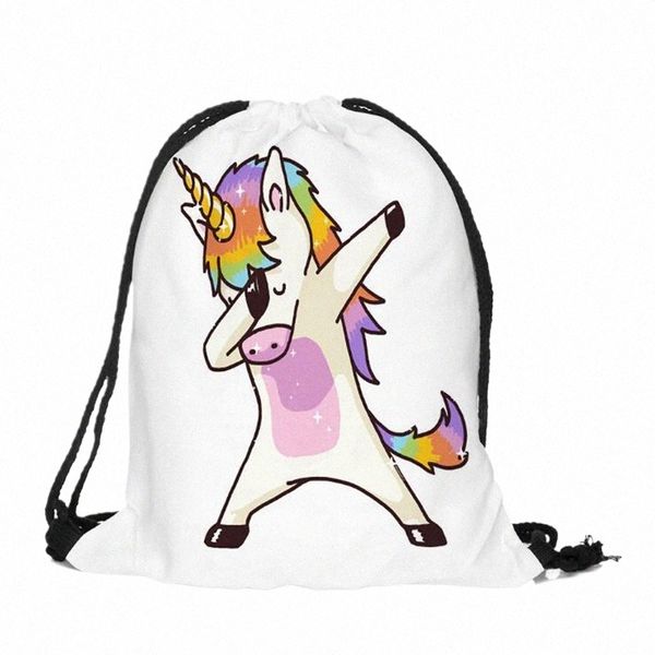 2021 Nuevo lindo niño bebé unicornio patrón bolsas deportivas bolsas de natación gimnasio bomba bolsa deportes escuela cordón niño niña mochila venta caliente w31c #