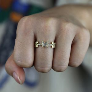 2021 Nieuwe schattige multi vlinder charme band vinger ringen met bling clear cz verharde voor dames dame minimale dieren sieraden groothandel