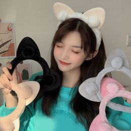 Diadema con orejas de gato de peluche para mujer, horquilla francesa dulce para niña, tocado que combina con todo, diademas para otoño e invierno, novedad de 2021