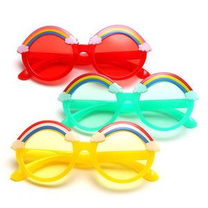 2021 schattige regenboog kinderen zonnebril kleurrijke ronde frame kinderen zonnebril UV400 6 kleuren groothandel