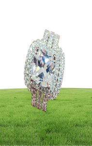 2021 Nuevo diseño Luxury 3 PCS 3 en 1 925 Juego de anillo de boda de colchón de colchón de plata esterlina para mujeres joyas de novia R4308 P03221343