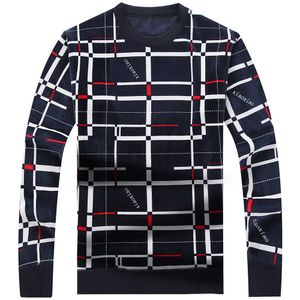 2021 New Designer Pullover Plaid Hommes Pull Hommes Hommes épais Hiver Jersey Chaud Sweaters Tricotés Portez des tricots Slim Coupe 53012 Y0907