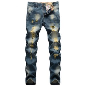 2021 nouveaux jeans en détresse pour hommes, coupe ajustée, jambe droite, grande taille, version coréenne à la mode, tendance et personnalisée, pantalon long mendiant pour hommes