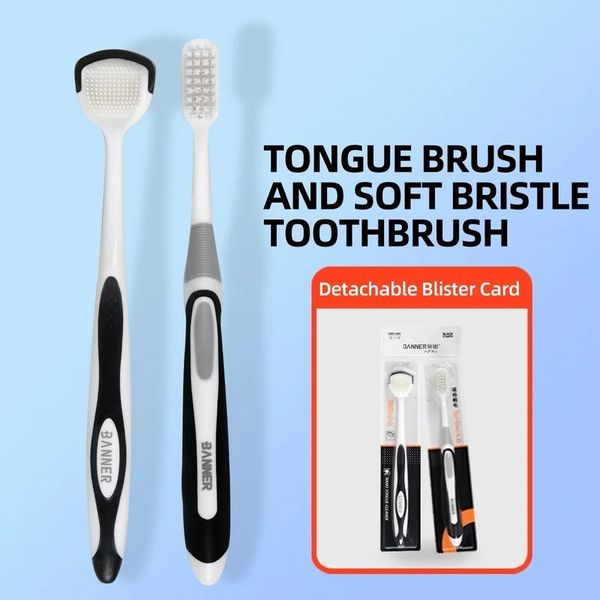 2021 Nuevo cepillo de limpiador de lengua doble para la lengua herramienta oral de cuidado oral silicona raspador de dientes