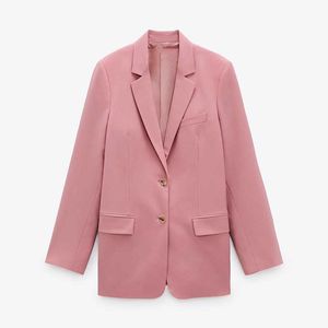 2021 Nouveau manteau pur élégant avec le même col droit design bureau veste de costume de mode pour femmes X0721