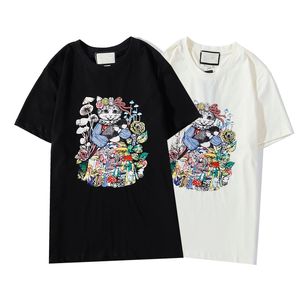 2021 Nieuwe borduurwerk Cat Flowers T-shirt Men Women Fashion Tide Summer BB Casual Street GC T-Shirt Off Designer C P T-Shirt Groothandel