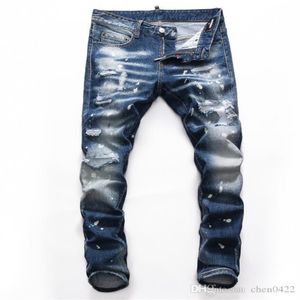 2021 New FAMOUS Fashion Designer Distressed Ripped mens Jeans Moto Biker Jeans Causal HOLE Denim Pantalon Streetwear mens Jeans2921