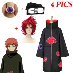 2021 Nieuwe Mode Anime Sasori Cosplay Black Cloak Kostuums voor Volwassen Strip Kleding Hoofdband Kids Robe Kostuum Y0903