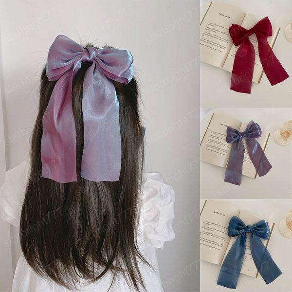 2021 nouvelle mode Barrette nœud pince à cheveux pour femme brillant fil de soie banderoles Vintage cheveux corde épingle à cheveux chapeaux cheveux accessoires