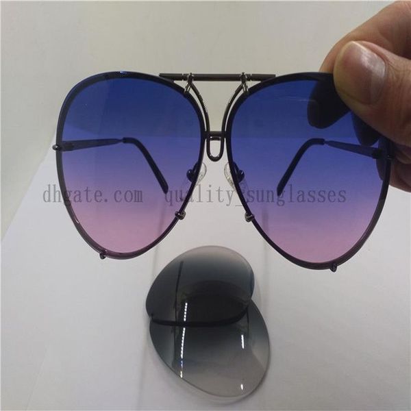 2021 NOUVELLE MODE LUNETTES DE SOLEIL Bleu Violet BOÎTE GUN Lentilles 66mm P'8478 CADRE AVEC LENTILLE Interchangeable Hasfq200o